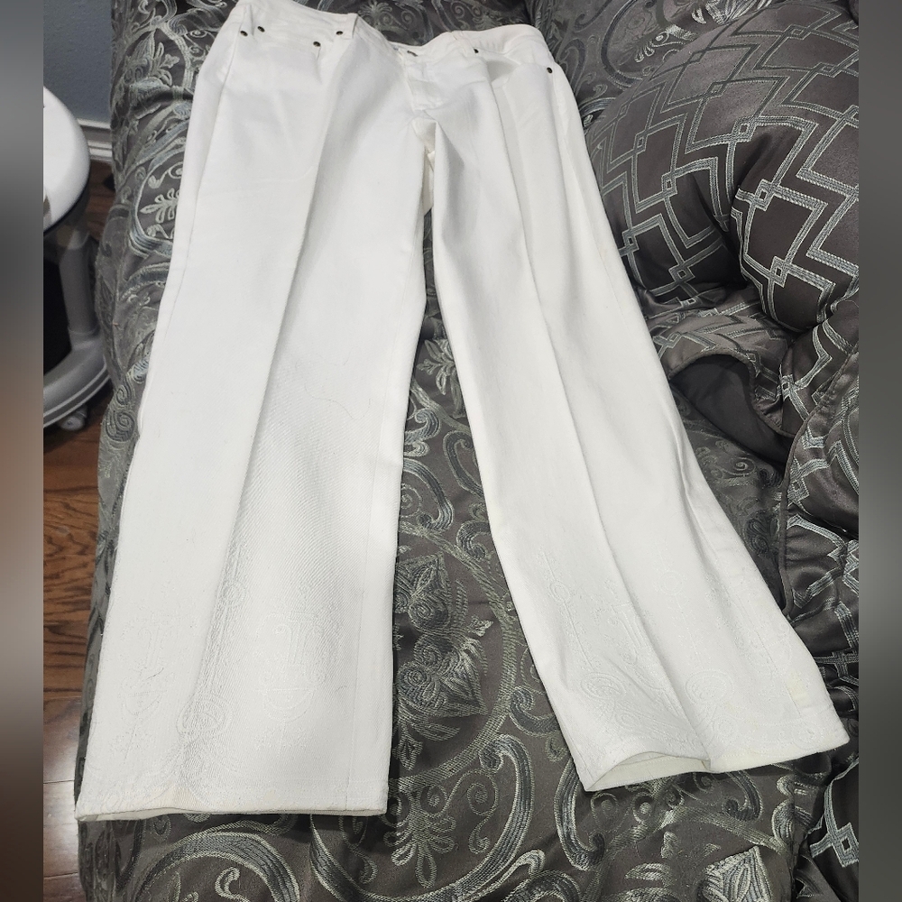Coldwater Creek Embroidered White Denim Size 16 Jeans